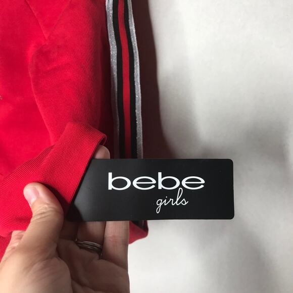 NWT Bebe Girls Red Spell Out Logo Red Hoodie - Picture 4 of 7